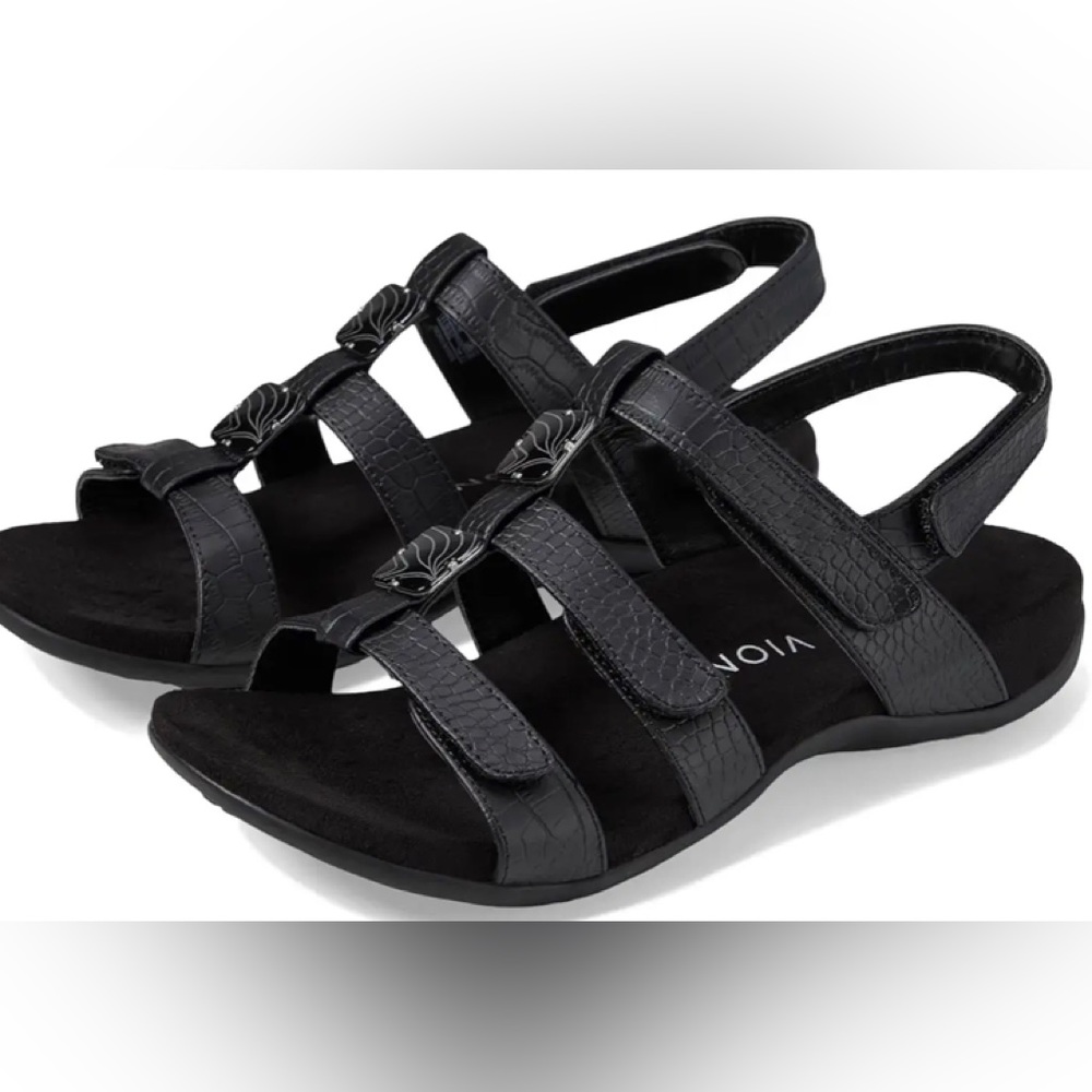 Vionic Amber With Orthaheel In Black Croc Texture - image 1